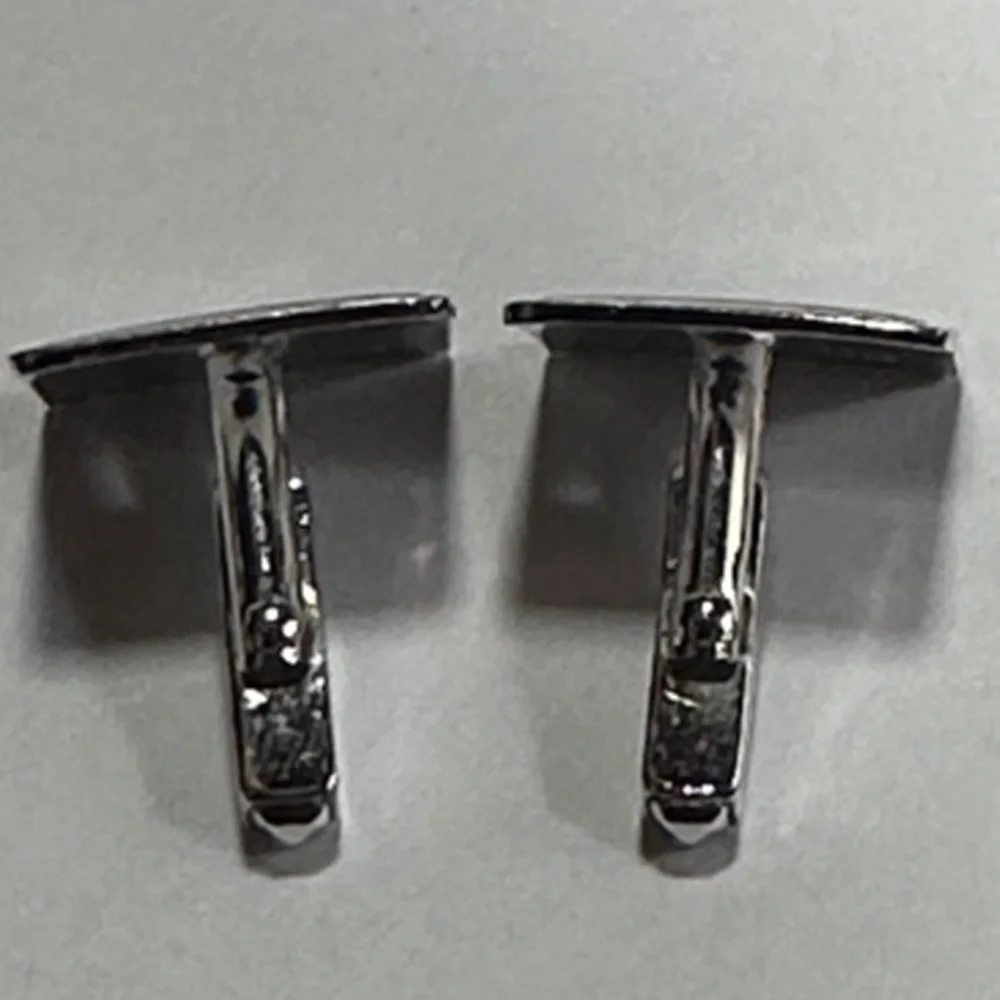 Sterling Silver MCM Square Cufflinks Set floral stripes (SS on front only)